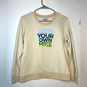 Columbia women’s‎ sweatshirt hike your own hike tan top crew neck